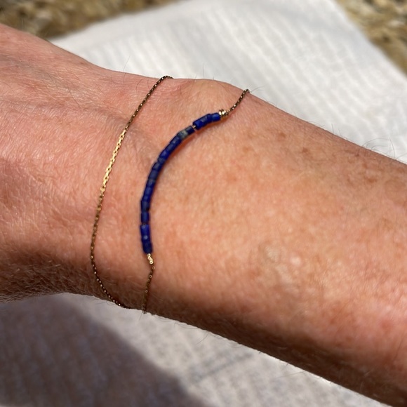 Free people Gold bracelet with blue stones. - Picture 6 of 6